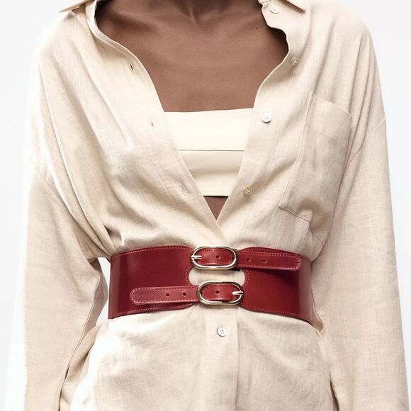 ZARA DOUBLE BUCKLE SASH BELT - Picture 4 of 4